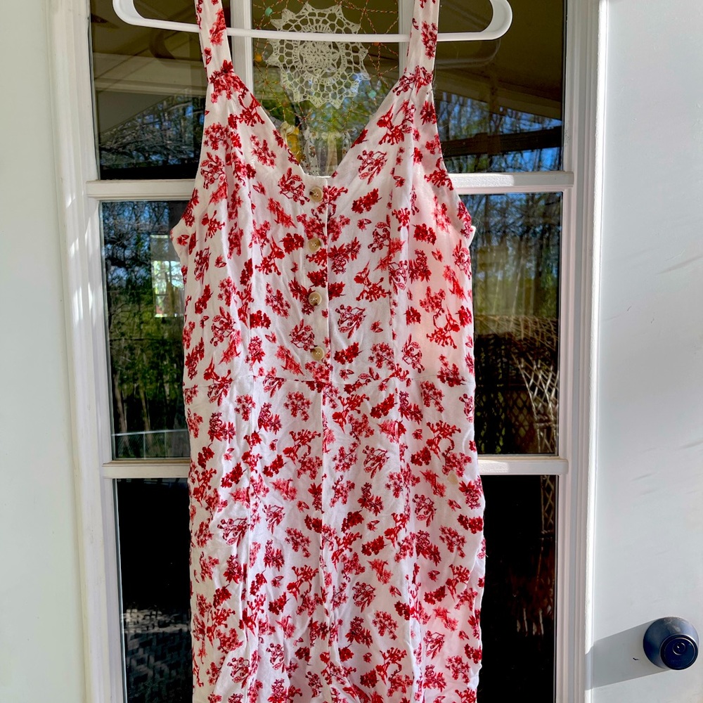 Floral romper red/white